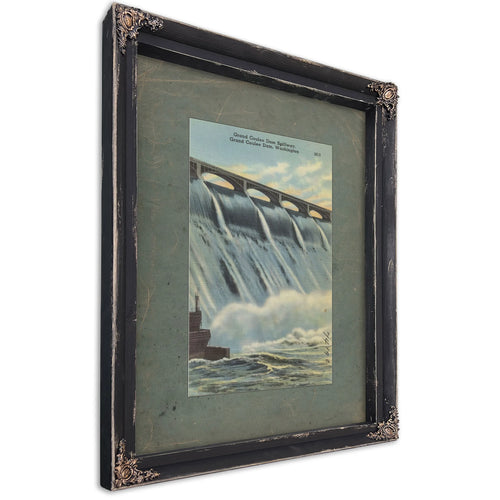 Grand Coulee Dam Spillway Grand Coulee Dam Washington, Ebony frame — vintage framed wall art by Bella Frye