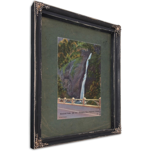 Horsetail Falls 205 Feet Columbia River Highway Oregon, Ebony frame — vintage framed wall art by Bella Frye