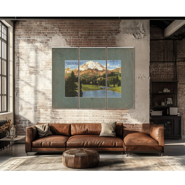 Mt Rainier From Tipsoo Lake At Chinook Pass Washington — vintage wall art by Bella Frye