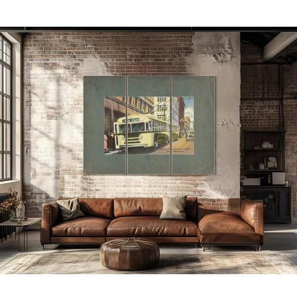Trackless Trolley Downtown District Seattle Washington — vintage wall art by Bella Frye