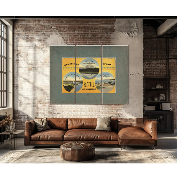 Greetings From Seattle Washington'1 — vintage wall art by Bella Frye