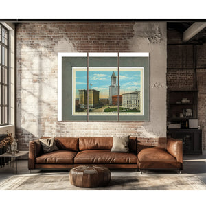 City Hall Park Frye Hotel And Smith Tower Ca 1915 — vintage wall art by Bella Frye