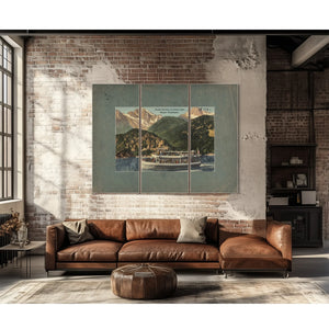 Tourist Steamer On Diablo Lake Skaget Washington — vintage wall art by Bella Frye