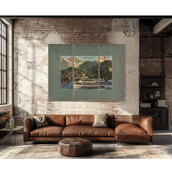 Tourist Steamer On Diablo Lake Skaget Washington — vintage wall art by Bella Frye