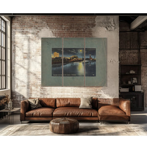 Moonlight On The Spokane River Spokane Washington — vintage wall art by Bella Frye