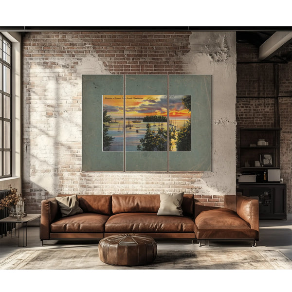 Moorage At Sunset Puget Sound Washington — vintage wall art by Bella Frye