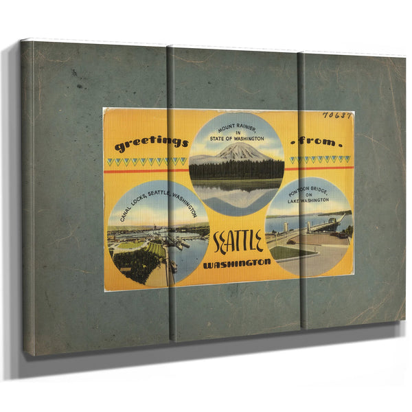 Greetings From Seattle Washington'1 — vintage wall art by Bella Frye