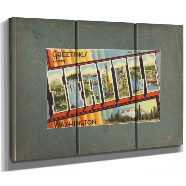Greetings From Seattle Washington'2 — vintage wall art by Bella Frye