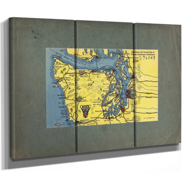 Sportsman And Tourist Map Of Olympic Peninsula Washington — vintage wall art by Bella Frye