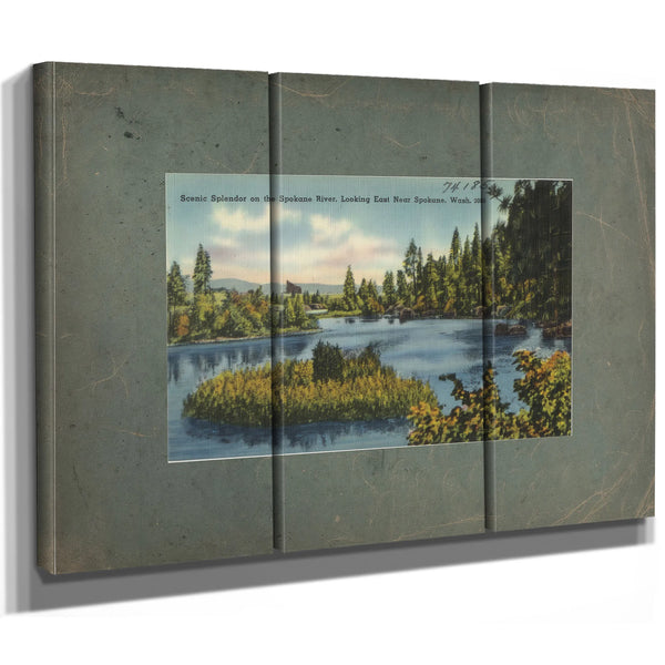 Scenic Splendor On The Spokane River Looking East Near Spokane Wash — vintage wall art by Bella Frye
