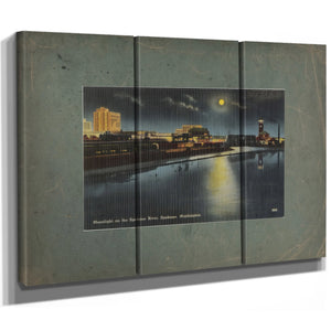 Moonlight On The Spokane River Spokane Washington — vintage wall art by Bella Frye