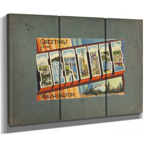 Greetings From Seattle Washington — vintage wall art by Bella Frye