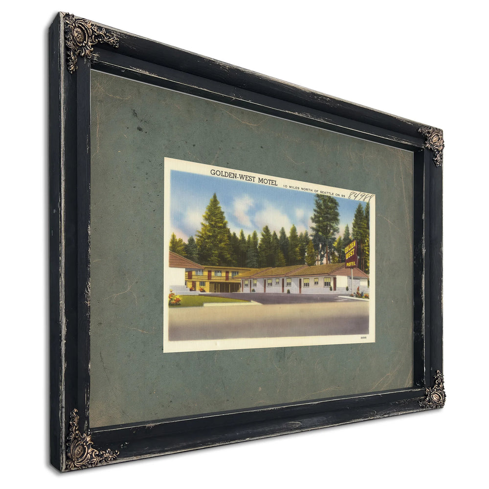 Golden West Motel 10 Miles North Of Seattle On 99, Ebony frame — vintage framed wall art by Bella Frye