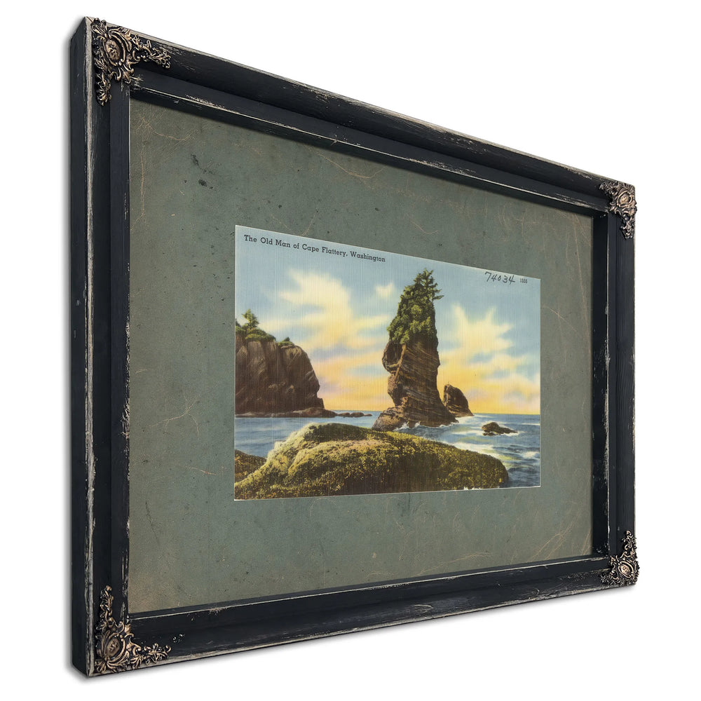 The Old Man Of Cape Flattery Washington'1, Ebony frame — vintage framed wall art by Bella Frye
