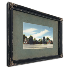 Blue Spruce Motel Spokane Washington, Ebony frame — vintage framed wall art by Bella Frye