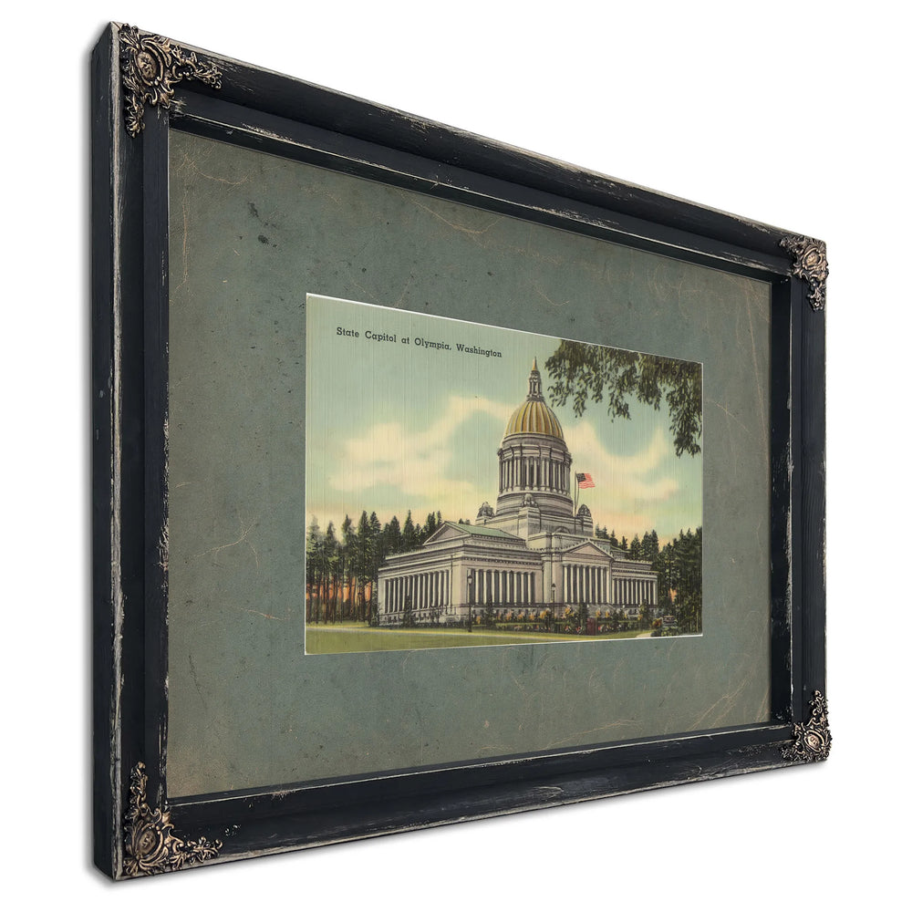 State Capitol At Olympia Washington, Ebony frame — vintage framed wall art by Bella Frye