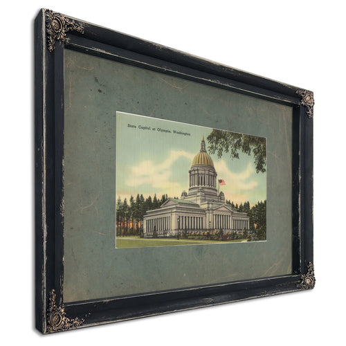 State Capitol At Olympia Washington, Ebony frame — vintage framed wall art by Bella Frye