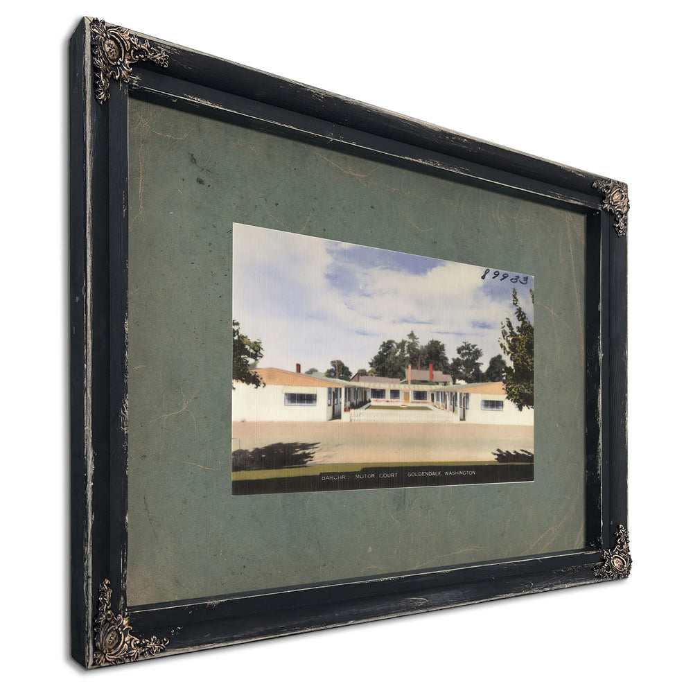 Barchris Motor Court Goldendale Washington, Ebony frame — vintage framed wall art by Bella Frye