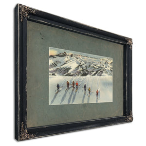 Skiing On Mazama Ridge Rainier National Park Washington, Ebony frame — vintage framed wall art by Bella Frye