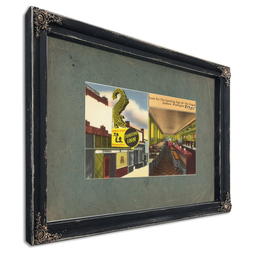 Chung King Inn Look For Sparkling Sign Of The Dragon Spokane Washington, Ebony frame — vintage framed wall art by Bella Frye