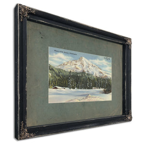Winter At Mt Rainier Washington, Ebony frame — vintage framed wall art by Bella Frye