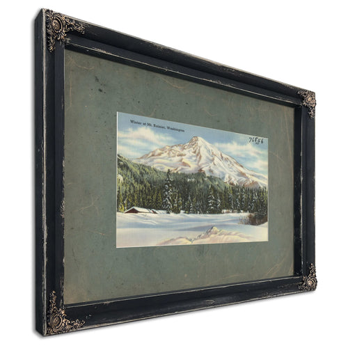 Winter At Mt Rainier Washington, Ebony frame — vintage framed wall art by Bella Frye