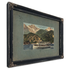 Tourist Steamer On Diablo Lake Skaget Washington, Ebony frame — vintage framed wall art by Bella Frye