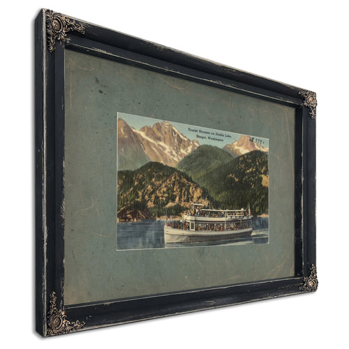 Tourist Steamer On Diablo Lake Skaget Washington, Ebony frame — vintage framed wall art by Bella Frye