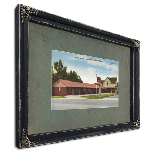 Kerns Motel Ellensburg Washington, Ebony frame — vintage framed wall art by Bella Frye
