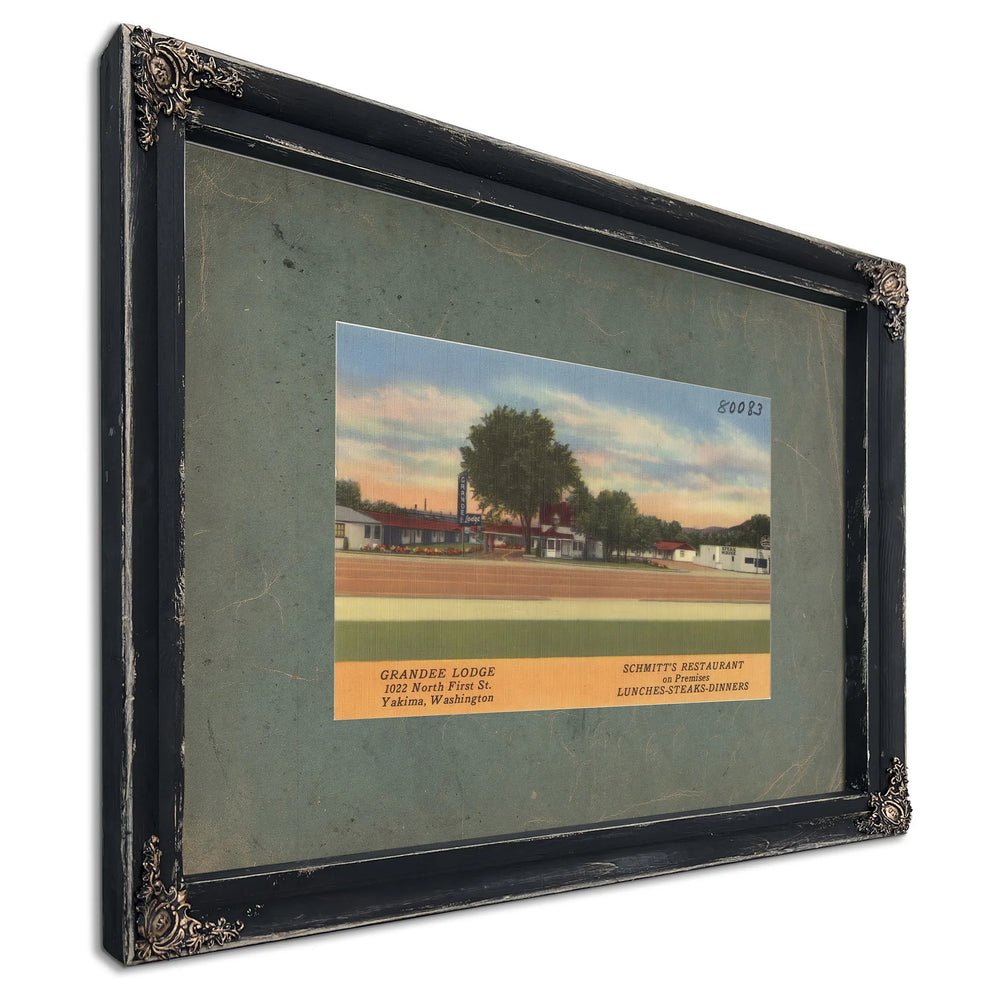 Grandee Lodge 1022 North First St Yakima Washington, Ebony frame — vintage framed wall art by Bella Frye