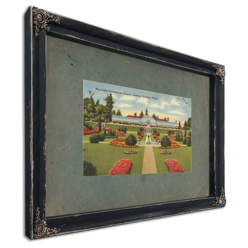 Municipal Greenhouse Duncan Gardens Spokane Wash, Ebony frame — vintage framed wall art by Bella Frye
