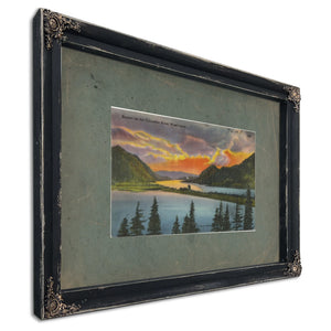 Sunset On The Columbia River Washington, Ebony frame — vintage framed wall art by Bella Frye