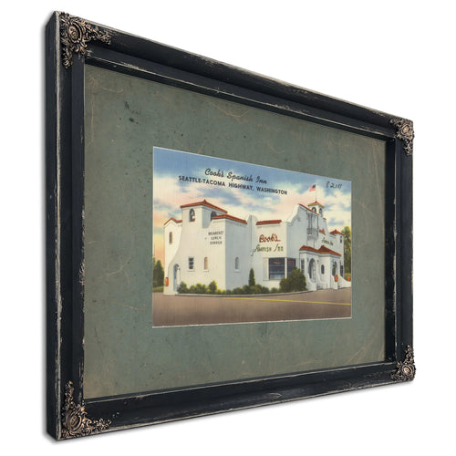 Cook's Spanish Inn Seattle Tacoma Highway Washington, Ebony frame — vintage framed wall art by Bella Frye