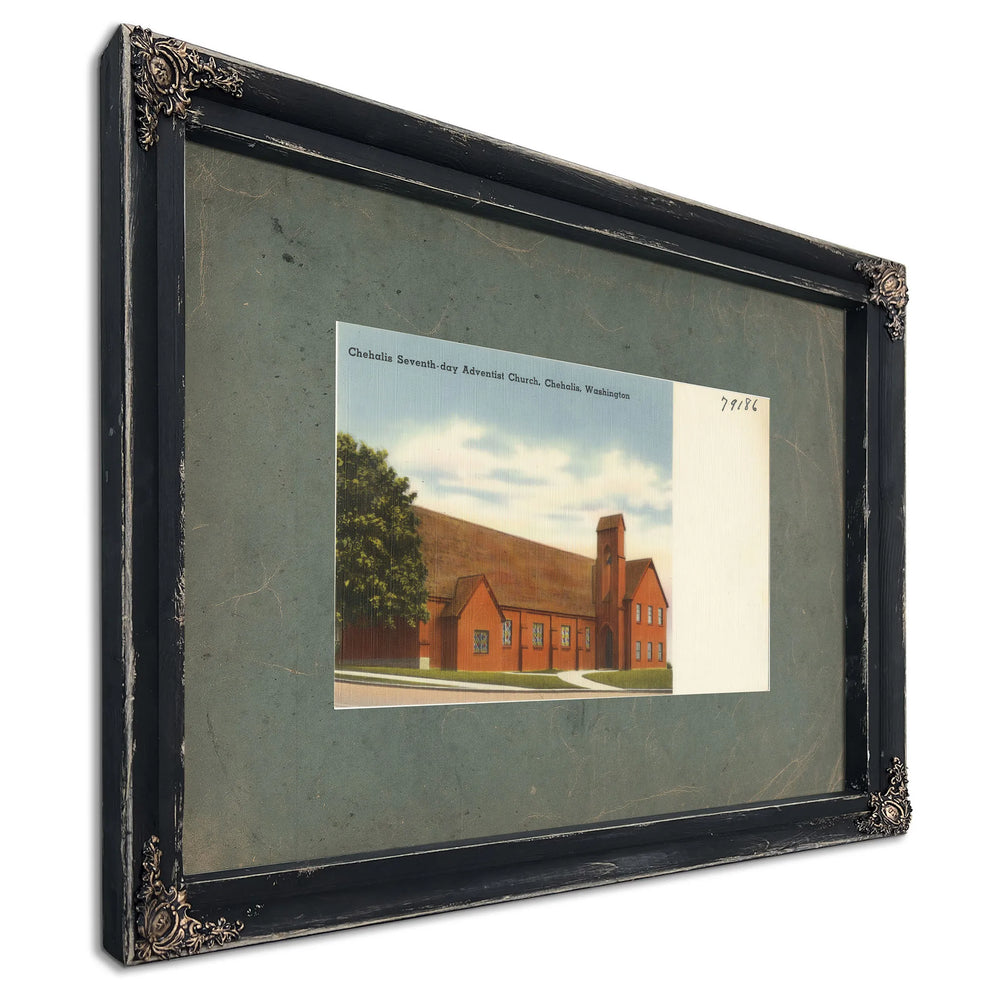 Chehalis Seventh Day Adventist Church Chehalis Washington, Ebony frame — vintage framed wall art by Bella Frye