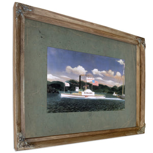 Steamboat Peter Crary on the Hudson River — Verdigris Framed Canvas Print | Bella Frye