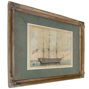 US. Ship North Carolina 102 Guns — Verdigris Framed Canvas Print | Bella Frye