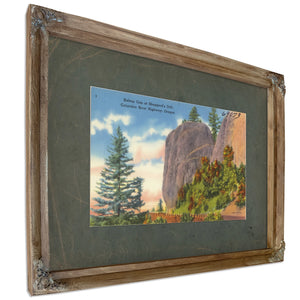 Bishop Cap At Shepperd's Dell Columbia River Highway Oregon B, Verdigris frame — vintage framed wall art by Bella Frye