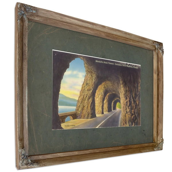 Mitchell's Point Tunnel Columbia River Highway Oregon, Verdigris frame — vintage framed wall art by Bella Frye