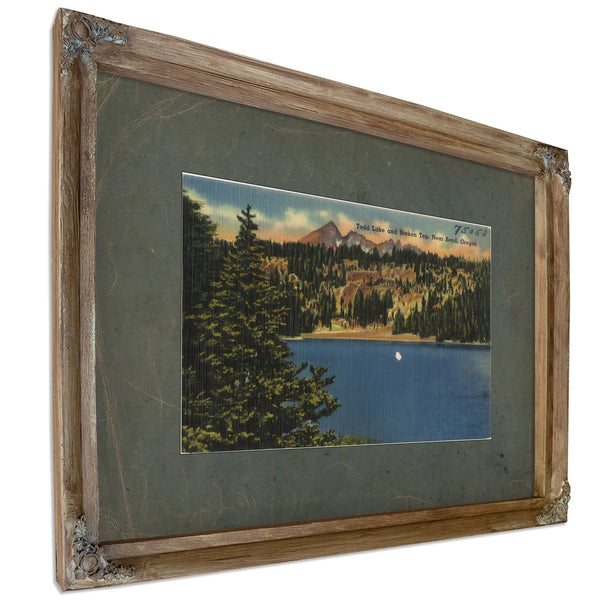 Todd Lake And Broken Top Near Bend Oregon, Verdigris frame — vintage framed wall art by Bella Frye