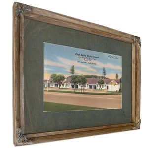 Pilot Butte Motor Court, Verdigris frame — vintage framed wall art by Bella Frye