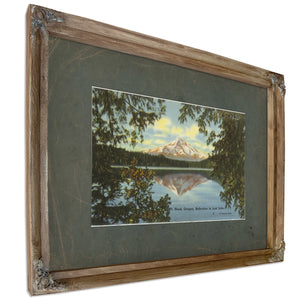 Mt Hood Oregon Reflection In Lost Lake'2, Verdigris frame — vintage framed wall art by Bella Frye