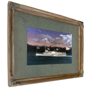 Steamboat Jesse Hoyt on the Hudson River — Verdigris Framed Canvas Print | Bella Frye