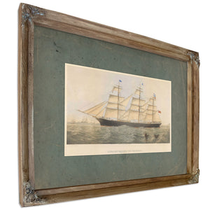 Clipper Ship Arizona 1227 Tons Register — Verdigris Framed Canvas Print | Bella Frye