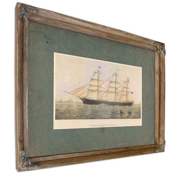 Clipper Ship Arizona 1227 Tons Register — Verdigris Framed Canvas Print | Bella Frye