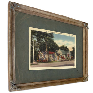Mill Creek Auto Court The Dalles Oregon, Verdigris frame — vintage framed wall art by Bella Frye