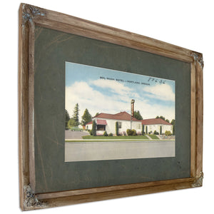 Mel Wana Motel Portland Oregon, Verdigris frame — vintage framed wall art by Bella Frye