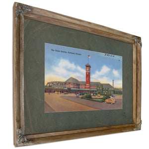 The Union Station Portland Oregon, Verdigris frame — vintage framed wall art by Bella Frye