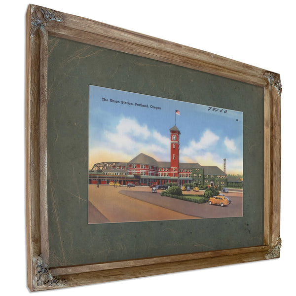 The Union Station Portland Oregon, Verdigris frame — vintage framed wall art by Bella Frye