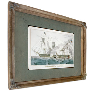 Constitution and Java Naval Battle of the War of 1812 — Verdigris Framed Canvas Print | Bella Frye