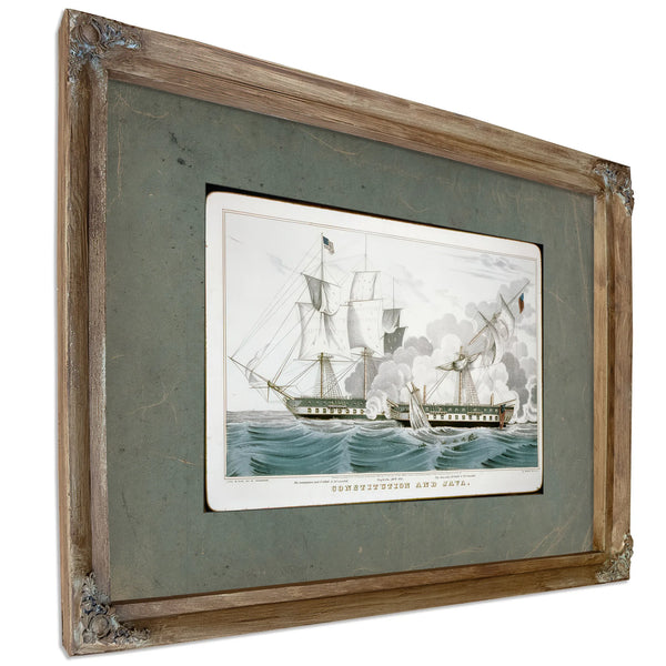 Constitution and Java Naval Battle of the War of 1812 — Verdigris Framed Canvas Print | Bella Frye
